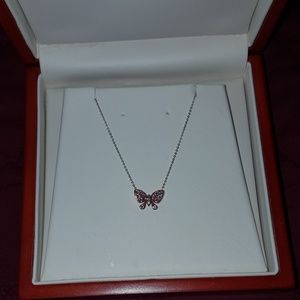 Butterfly white & rose gold butterfly necklace